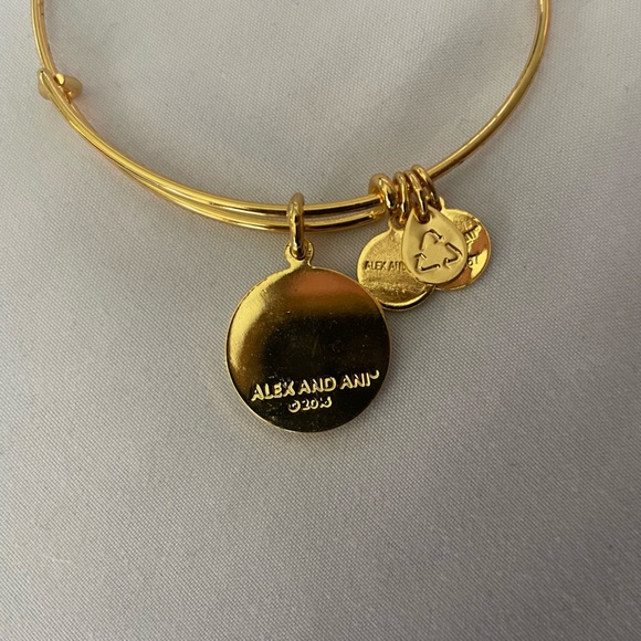 Vintage Alex and Ani Gold “WISH” Charm Expandable Bangle Bracelet - Picture 4 of 4